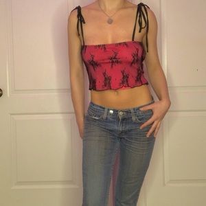 y2k pink and black lace cami!!